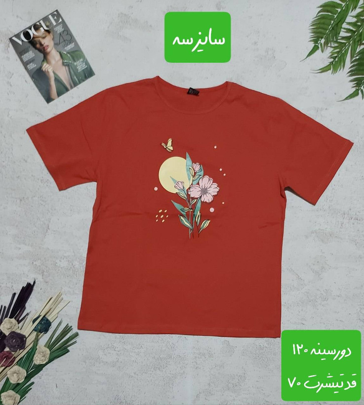 تیشرت قواره بزرگ ترک برند آنجل طرح گل و پروانه